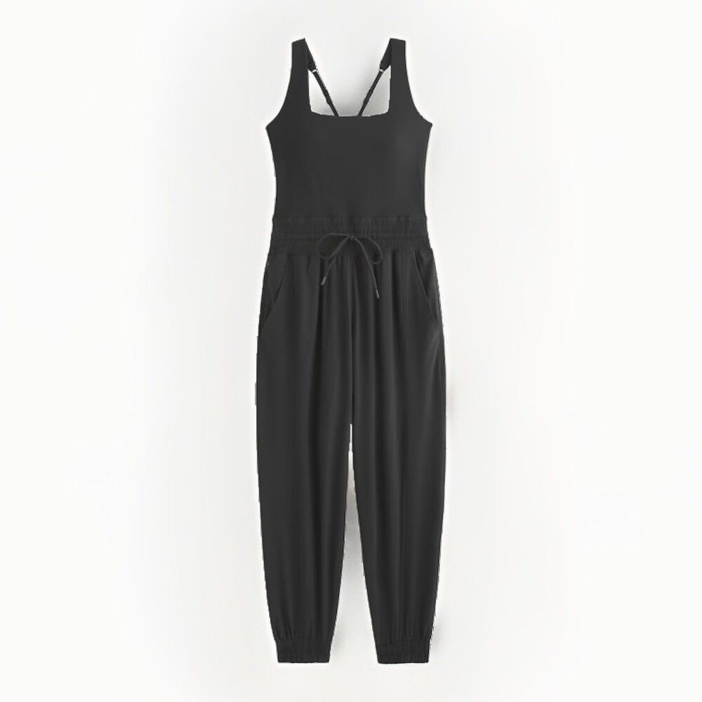 Abercrombie & Fitch Women's YBD Motion Tek Hybrid Jumpsuit Black Size Small Tall